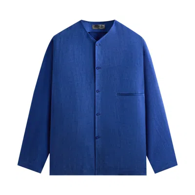 Pre-owned Kith Cupro Linen Caelen Shirt 'current' | Blue | Men's Size M