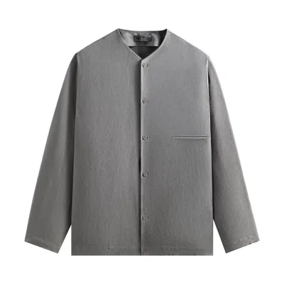 Pre-owned Kith Cupro Linen Caelen Shirt 'fin' | Grey | Men's Size Xs In Gray
