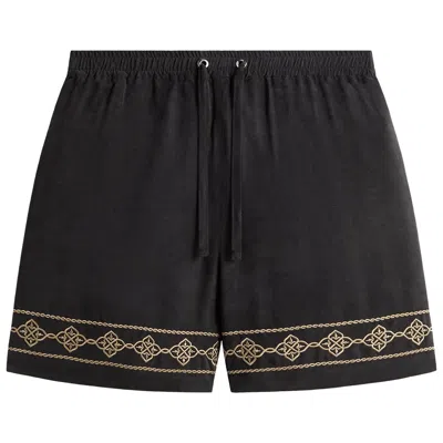 Pre-owned Kith Cupro Linen Cedar Short 'black' | Men's Size Xxl