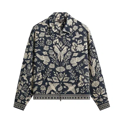 Pre-owned Kith Cupro Linen Connor Blouson Jacket 'nocturnal' | Blue | Men's Size Xxl