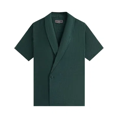 Pre-owned Kith Cupro Linen Short-sleeve Thompson Crossover Shirt 'stadium' | Green | Men's Size Xl