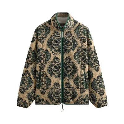 Pre-owned Kith Damask Floral Sherpa Harper Jacket 'eternal' | Tan | Men's Size L In Brown