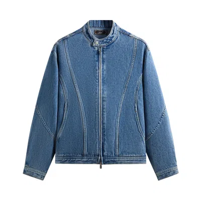Pre-owned Kith Denim Adrien Moto Jacket 'mid Indigo' | Blue | Men's Size Xl