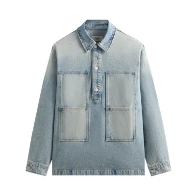 Pre-owned Kith Denim Paterson Pullover Shirt 'bailey Wash' | Blue | Men's Size L