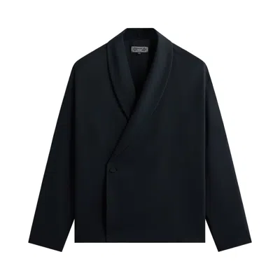 Pre-owned Kith Double Crepe Long Sleeve Thompson Crossover Shirt 'black' | Men's Size Xs