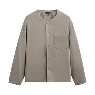 Pre-owned Kith Double Crepe Maddock Shirt 'astro' | Brown | Men's Size M
