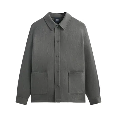 Pre-owned Kith Double Weave Boxy Collared Overshirt 'medium Heather Grey'