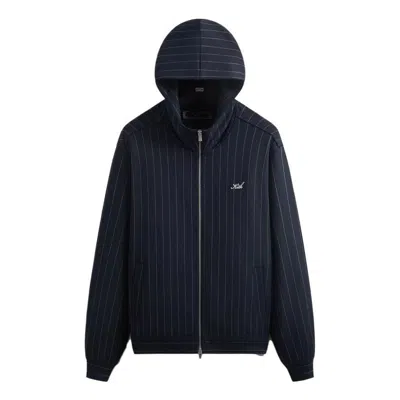 Kith Double Weave Selfridge Zip Up Hoodie 'nocturnal' In Blue