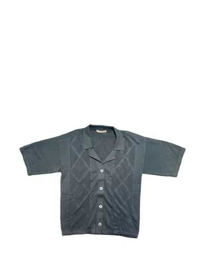 Kith Elena Diamond Open-knit Shirt In Blue