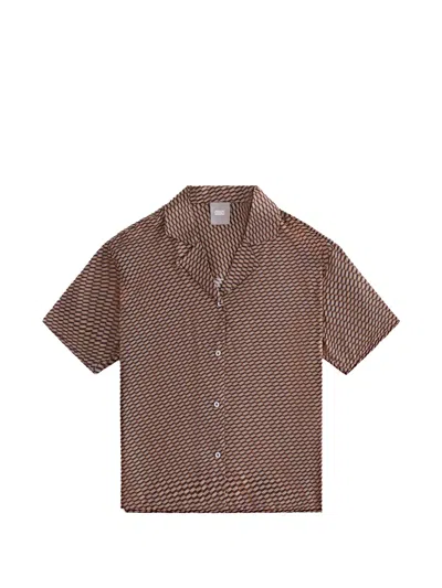 Kith Elena Monogram Camp Shirt In Brown