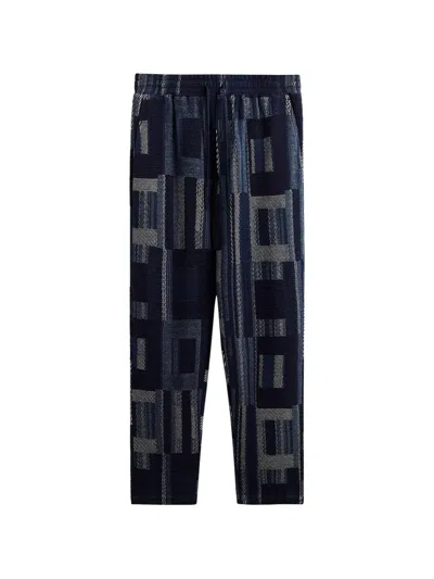 Kith Elmhurst Geometric-knit Track Pants In Blue
