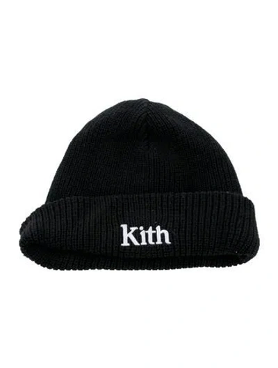 Pre-owned Kith Embroidered Beanie Hat In Black