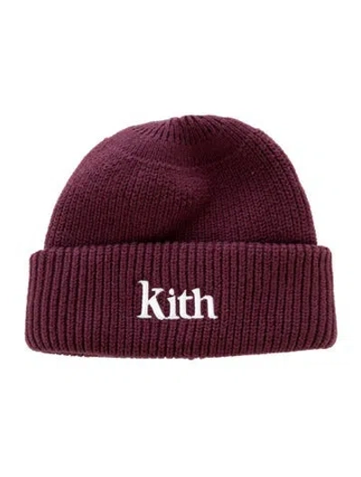 Pre-owned Kith Embroidered Knit Beanie W/tags In Burgundy