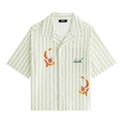 Pre-owned Kith Embroidered Thompson Camp Shirt 'sage' | Green | Kid's Size M