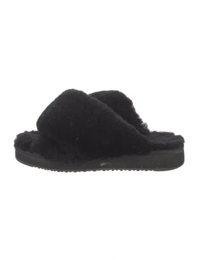 Pre-owned Kith Faux Fur Slides In Black