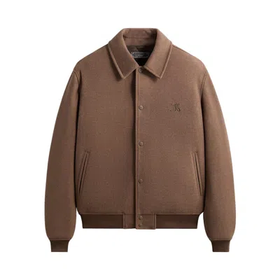 Pre-owned Kith Felted Jersey Coaches Varsity Jacket 'poise' | Brown | Men's Size Xxl