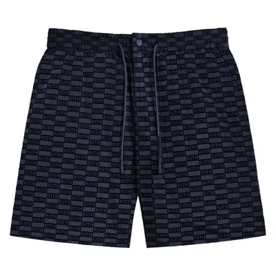 Pre-owned Kith Flocked Monogram Mason Short 'nocturnal' In Blue