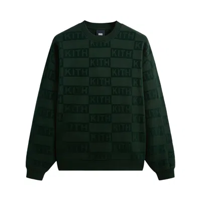Pre-owned Kith Flocked Monogram Nelson Crewneck 'sandrift' | Green | Men's Size M