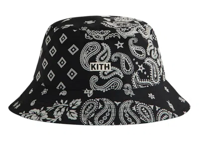 Pre-owned Kith Flocked Nylon Dawson Bucket Hat In Black