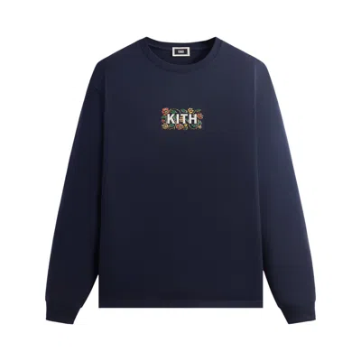 Pre-owned Kith Floral Classic Logo Long Sleeve Tee 'nocturnal' | Blue | Men's Size L