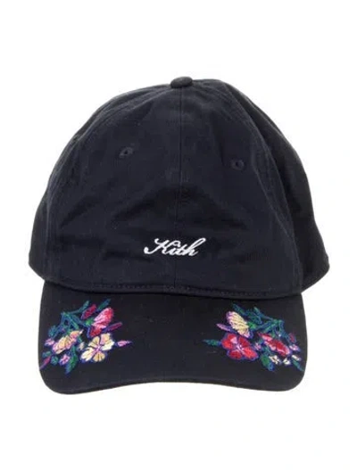 Pre-owned Kith Floral Embroidered Baseball Cap In Blue
