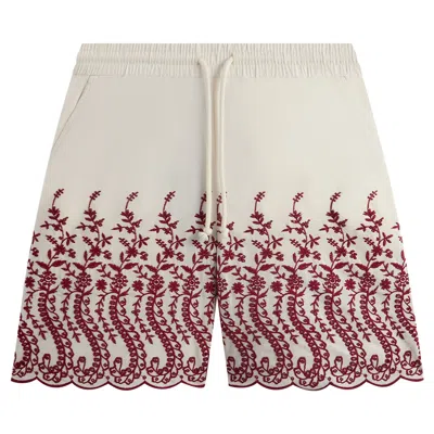 Pre-owned Kith Floral Eyelet Lewis Short 'fever' In Cream