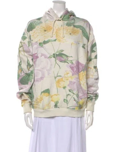 Pre-owned Kith Floral Print Crew Neck Hoodie In Neutral