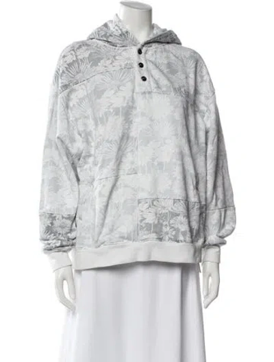 Pre-owned Kith Floral Print Crew Neck Hoodie In White