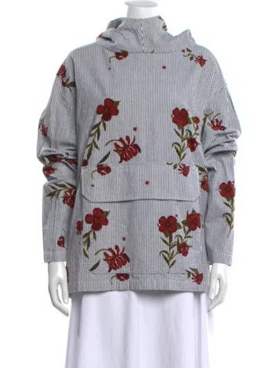Pre-owned Kith Floral Print Crew Neck Hoodie In White
