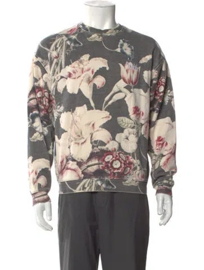 Pre-owned Kith Floral Print Crew Neck Sweatshirt In Neutral