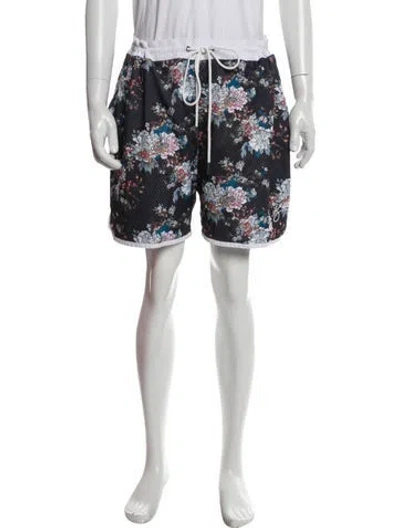 Pre-owned Kith Floral Print Jogger Shorts In Blue