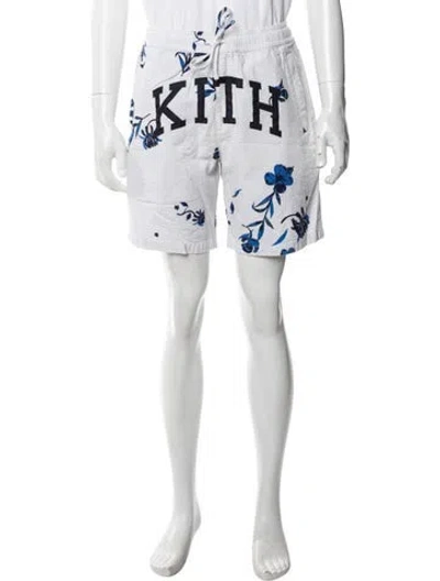 Pre-owned Kith Floral Print Jogger Shorts In Grey