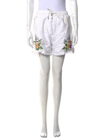 Pre-owned Kith Floral Print Mini Shorts In White