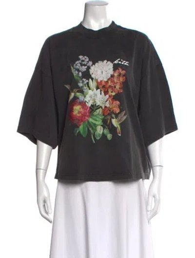 Pre-owned Kith Floral Print Mock Neck T-shirt In Grey