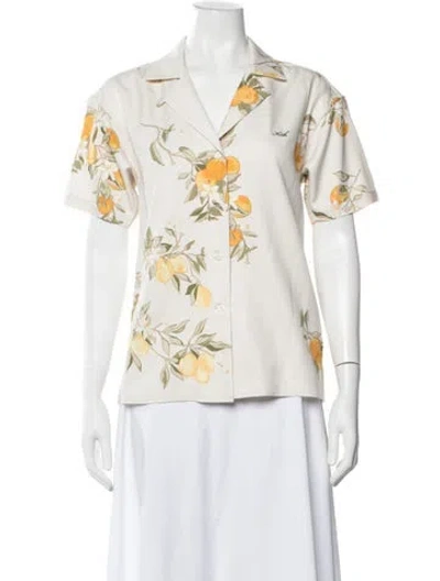 Pre-owned Kith Floral Print Short Sleeve Button-up Top In Neutrals