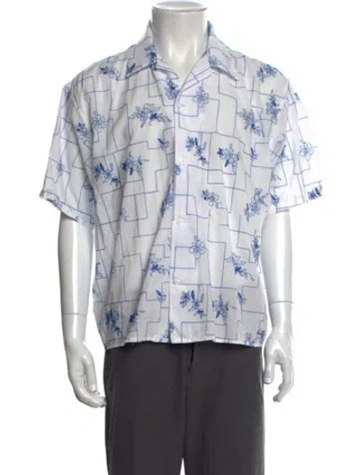 Pre-owned Kith Floral Print Short Sleeve Shirt In White