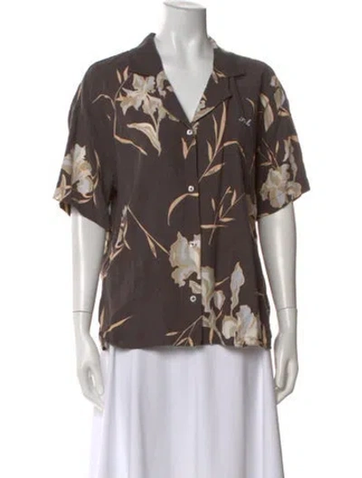 Pre-owned Kith Floral Print Short Sleeve Top In Brown