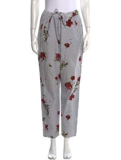Pre-owned Kith Floral Print Straight Leg Pants In Blue