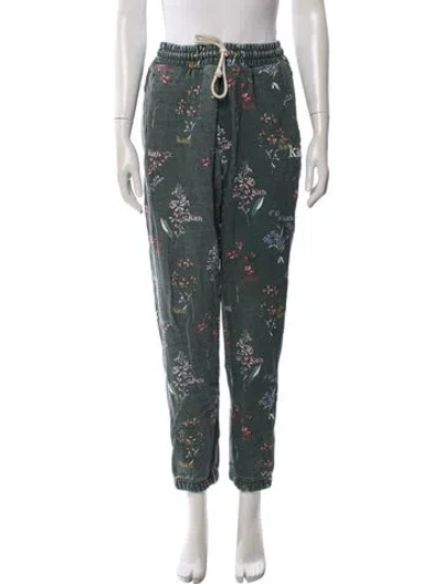Pre-owned Kith Floral Print Sweatpants In Green