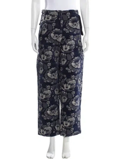 Pre-owned Kith Floral Print Wide Leg Pants In Blue