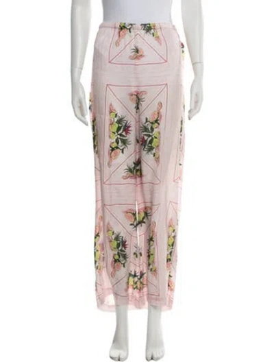 Pre-owned Kith Floral Print Wide Leg Pants In Pink