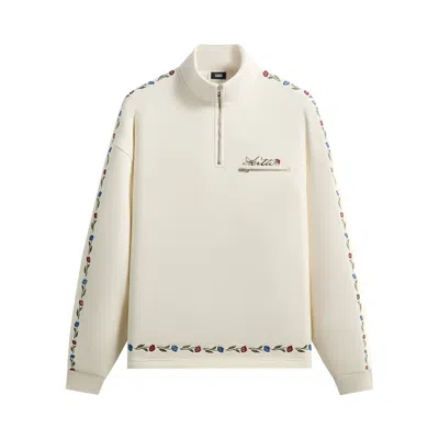 Pre-owned Kith Floral Queensbridge Quarter Zip 'silk' | Cream | Men's Size S In White
