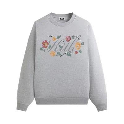 Pre-owned Kith Floral Script Nelson Crewneck 'light Heather Grey' | Men's Size S In Gray