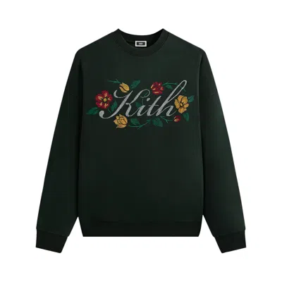 Pre-owned Kith Floral Script Nelson Crewneck 'stadium' | Green | Men's Size Xl