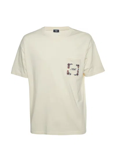 Pre-owned Kith Floral-embroidered Pocket T-shirt In Neutral