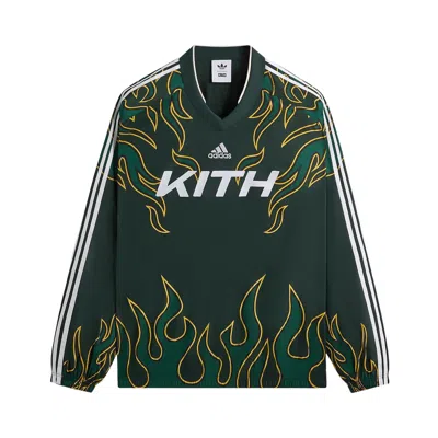 Pre-owned Kith For Adidas Football Long Sleeve Flame Pullover 'stadium' | Green | Men's Size L