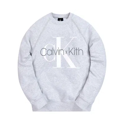 Pre-owned Kith For Calvin Klein Crewneck 'light Heather Grey' | Men's Size S In Gray