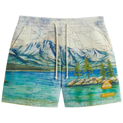 Pre-owned Kith For Columbia Lake Tahoe Fleece Short 'chalk' In Multi-color