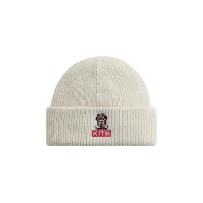 Pre-owned Kith For Mickey & Friends Minnie Mia Beanie 'sandrift' In Cream