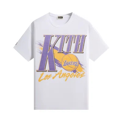 Pre-owned Kith For Nba All-star Los Angeles Lakers Retro Ball Boxy Tee 'white' | Men's Size L